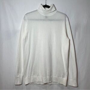 H&M Mens Slim Fit Turtleneck Long Sleeve Sweater in White Size Large
